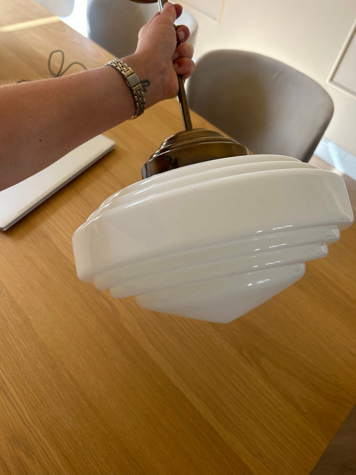 Retro vintage lamp wit met messing - Herda Holland, Ophalen