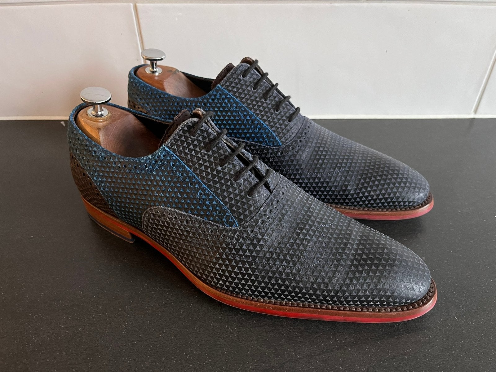 Floris van Bommel herenschoenen maat 7 / 41 amper gedragen, Kleding | Heren, Floris van Bommel, Blauw, Floris van Bommel, Ophalen of Verzenden