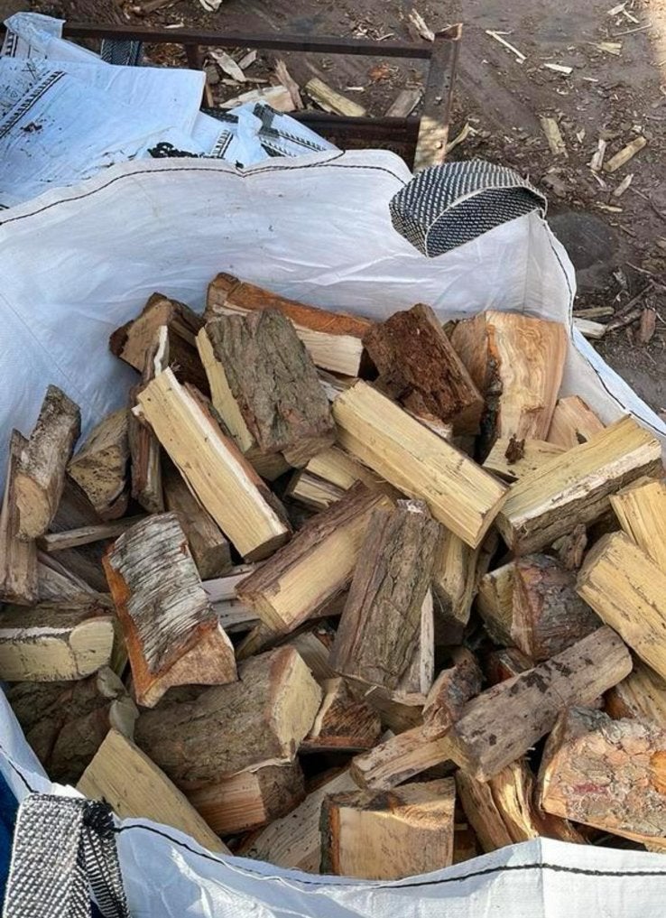 Haardhout gemixt in kuubzak, Tuin en Terras, 3 tot 6 m³, Ophalen of Verzenden, Overige houtsoorten, Blokken