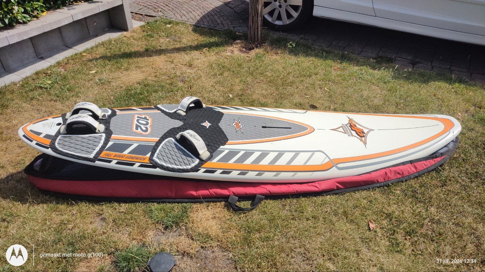 Complete windsurfset: plank, zeilen, masten, gieken en meer, Watersport en Boten, Windsurfen, Gebruikt, Minder dan 250 cm, Complete set