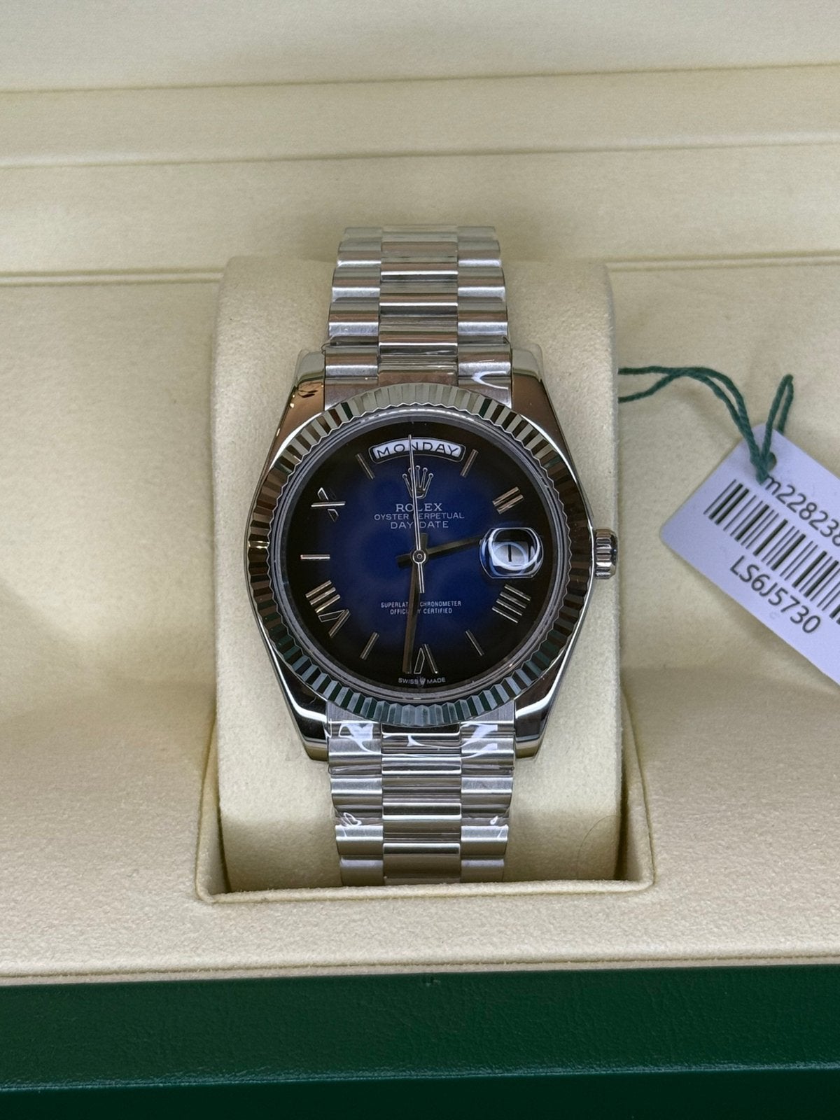Rolex DayDate Ombre blue, Sieraden, Tassen en Uiterlijk, Horloges | Heren, Ophalen, Zo goed als nieuw, Staal, Rolex