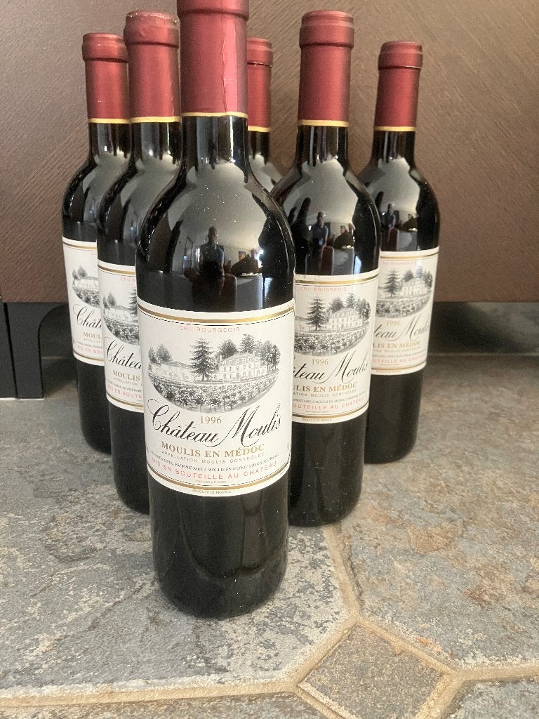 Chateau Moulis 1996, Cru Bourgeois. 6 flessen., Frankrijk, Ophalen of Verzenden, Zo goed als nieuw, Rode wijn