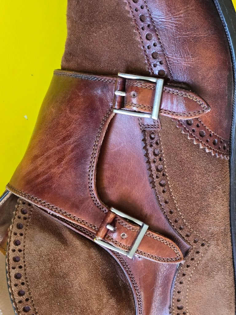 Magnanni half hoog met 2 gesp en Cognac kleur maat 42, Kleding | Heren, Schoenen, Bruin, Verzenden, Gespschoenen, Zo goed als nieuw