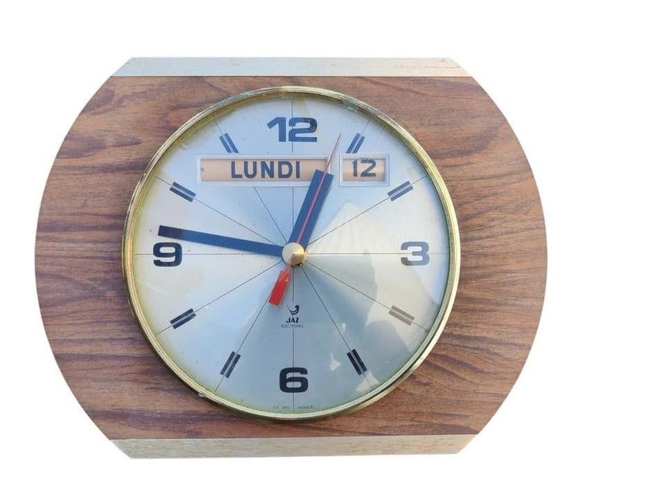Prachtige Jaz vintage electrische klok met datum en dag, Ophalen of Verzenden
