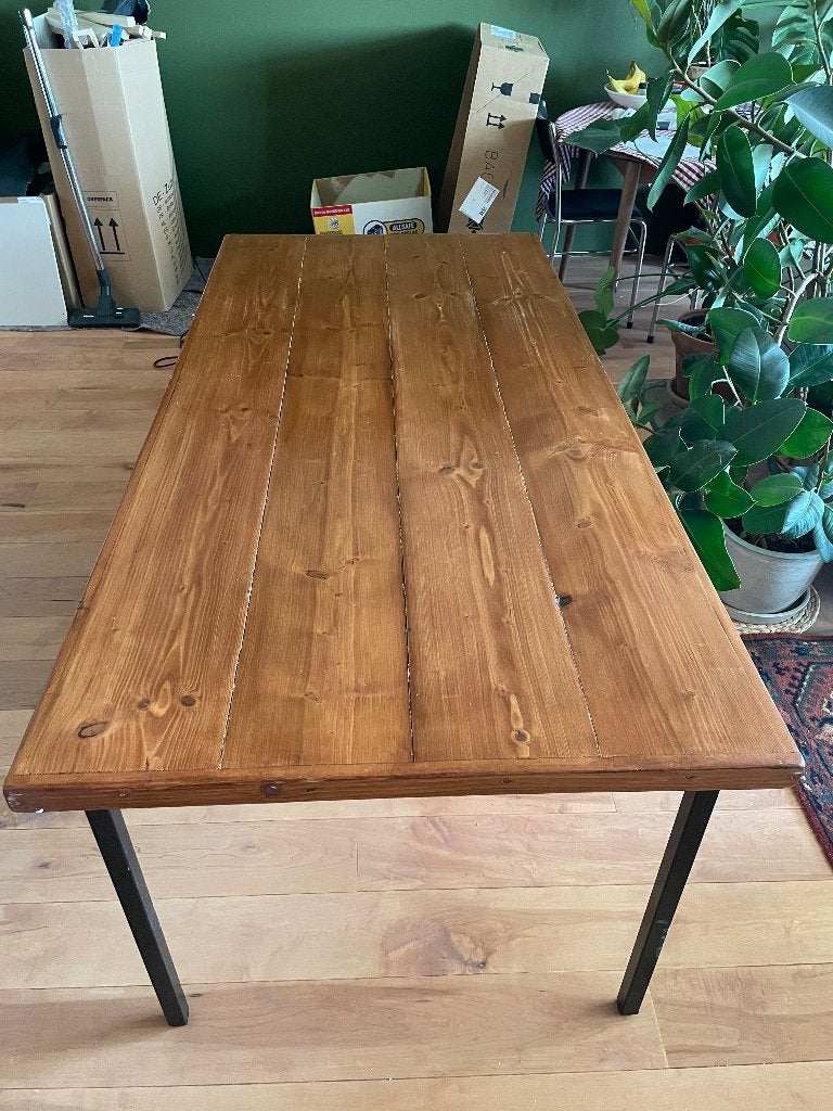 Eettafel steigerhout - GRATIS, Ophalen, Gebruikt, 50 tot 100 cm, Vijf personen of meer