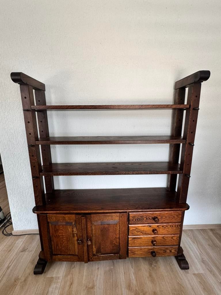 Massief houten Boekenkast, Huis en Inrichting, Kasten | Wandmeubels, Ophalen, Zo goed als nieuw, Minder dan 150 cm, 150 tot 200 cm