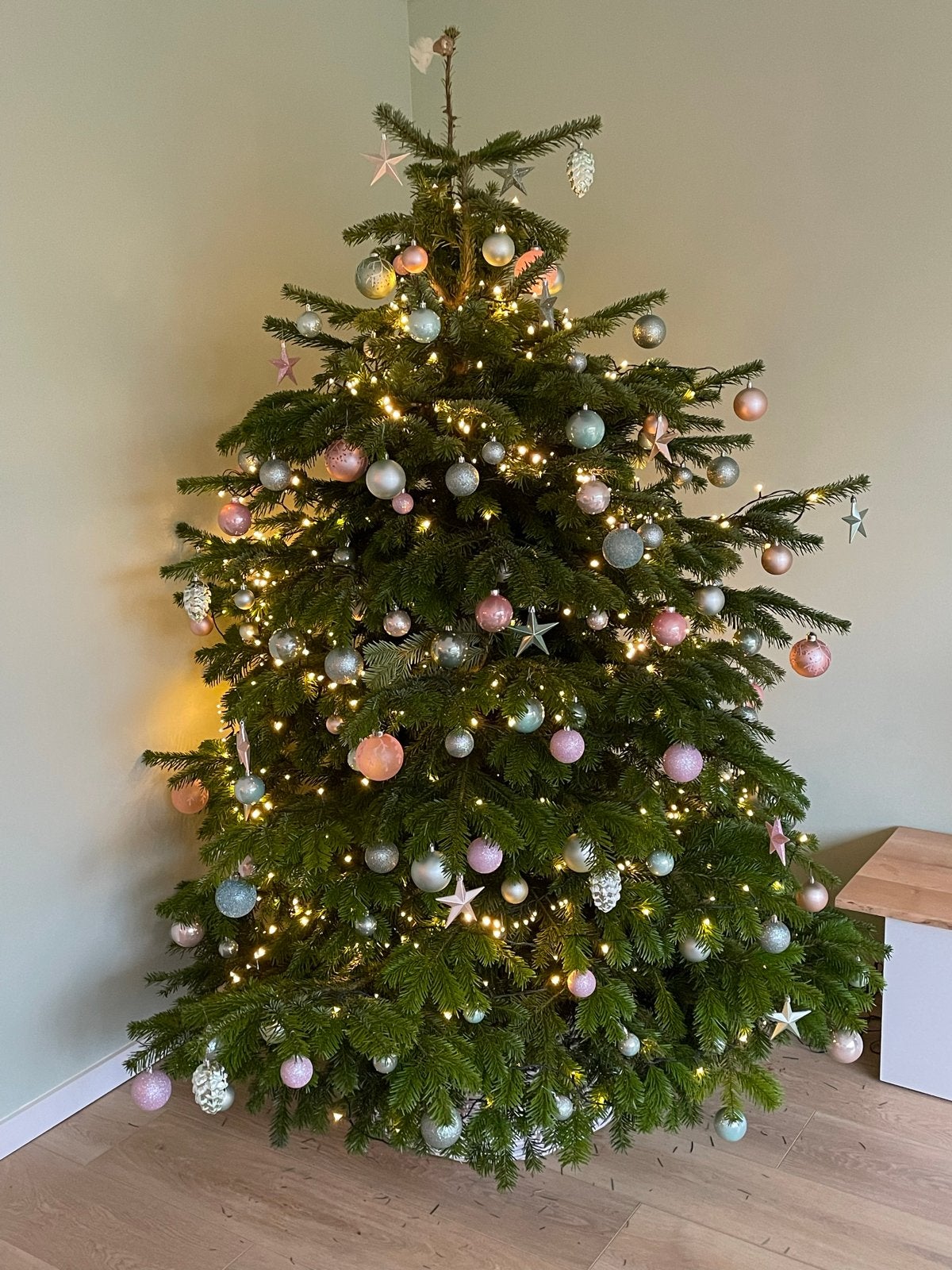 Kerstballen set oud roze/mint groen, Ophalen of Verzenden, Gebruikt