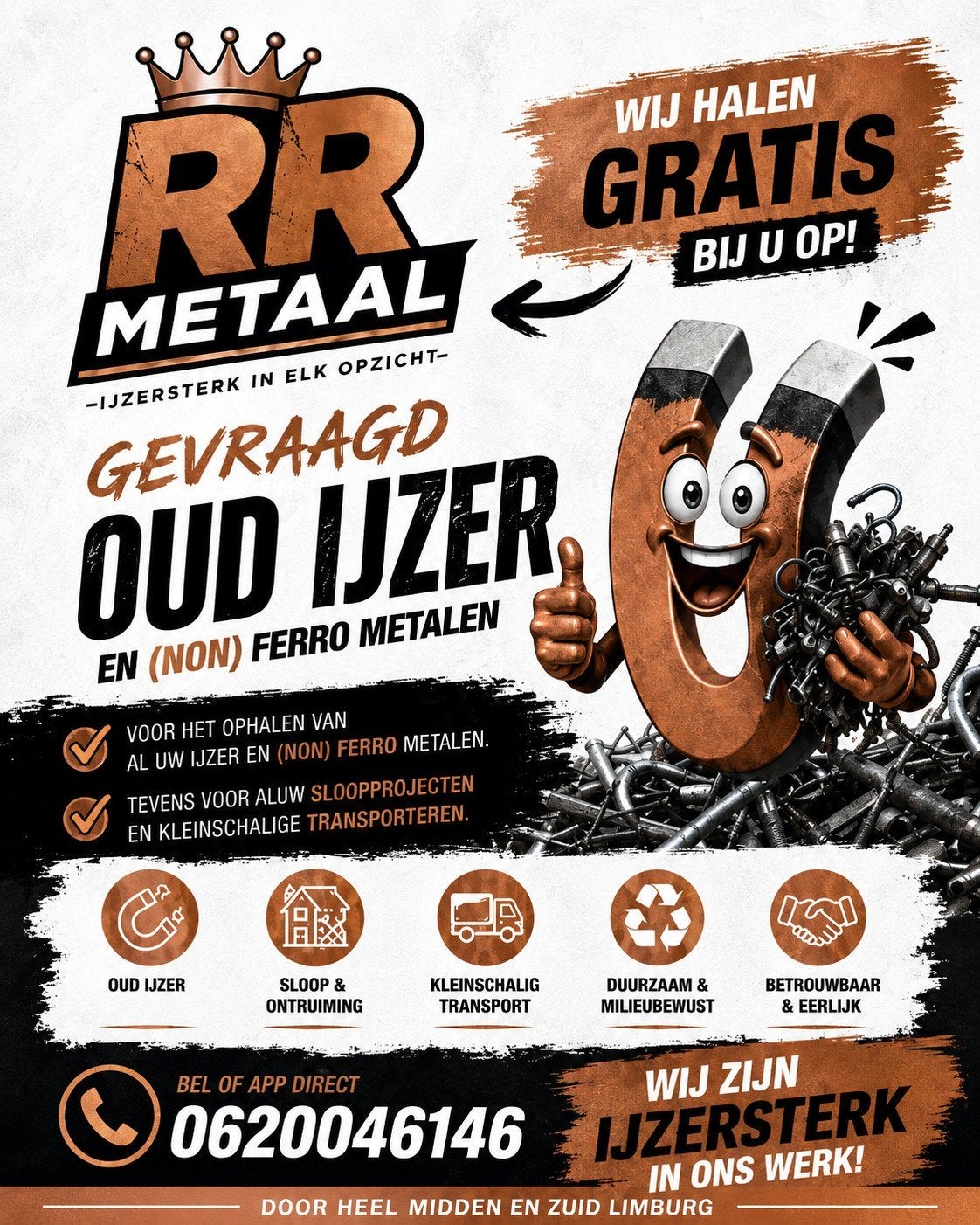 Wij halen GRATIS U oud ijzer en metalen op ✅