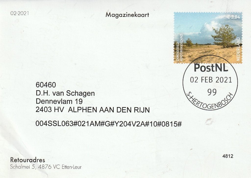 Magazinekaart PostNL 2021, Ophalen of Verzenden, Na 1940, Gestempeld