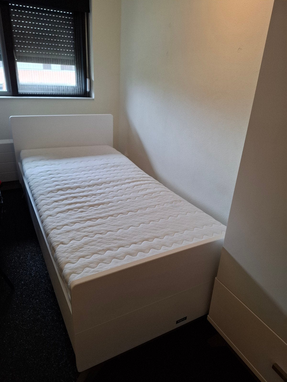 Bopita Lynn Wit/Grijs bed 90x200 en kast, Ophalen, 90 cm, Eenpersoons, Wit