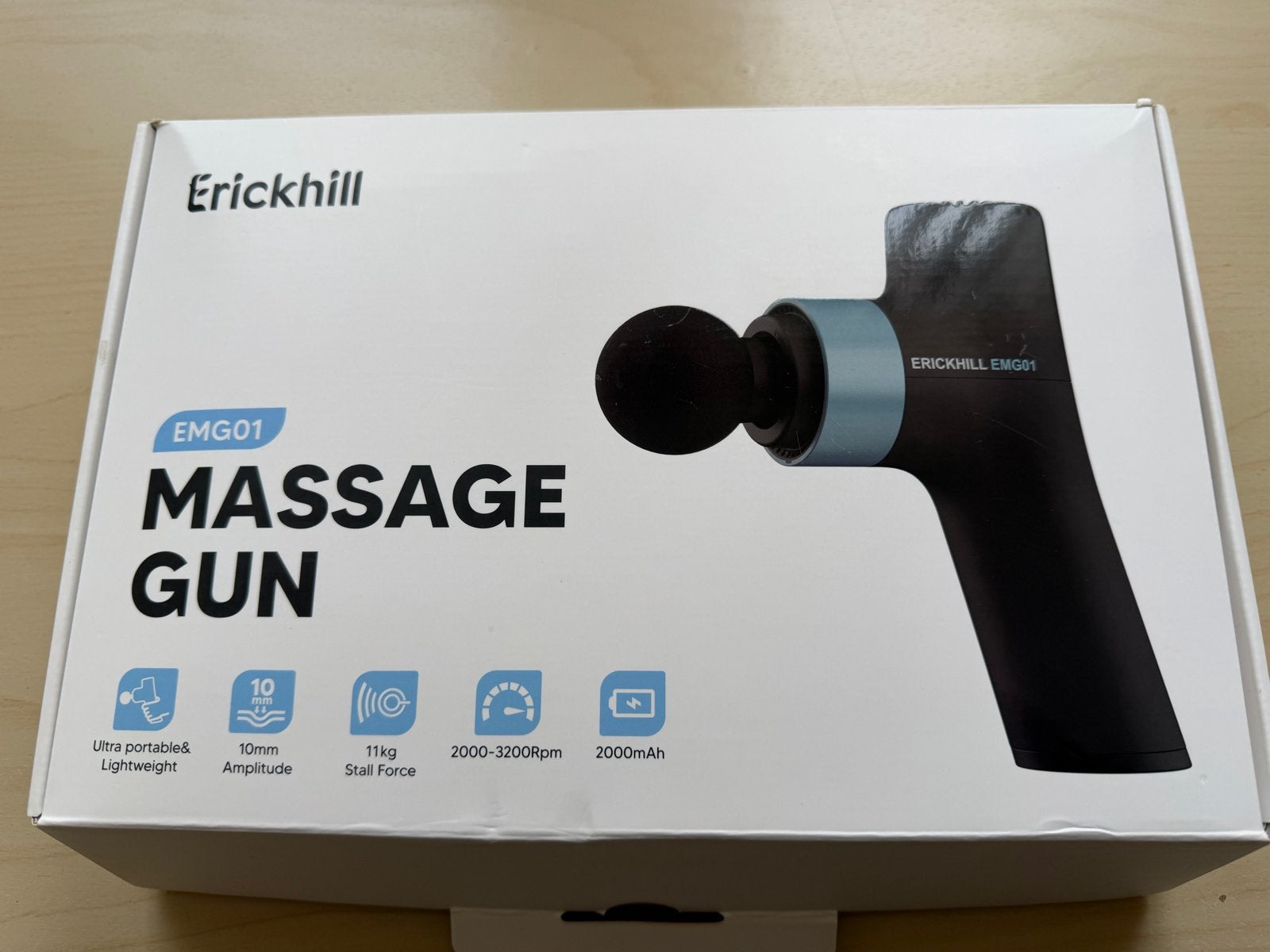 Erickhill EMG01 Massage Gun, 1 x gebruikt, Ophalen of Verzenden, Zo goed als nieuw, Apparaat