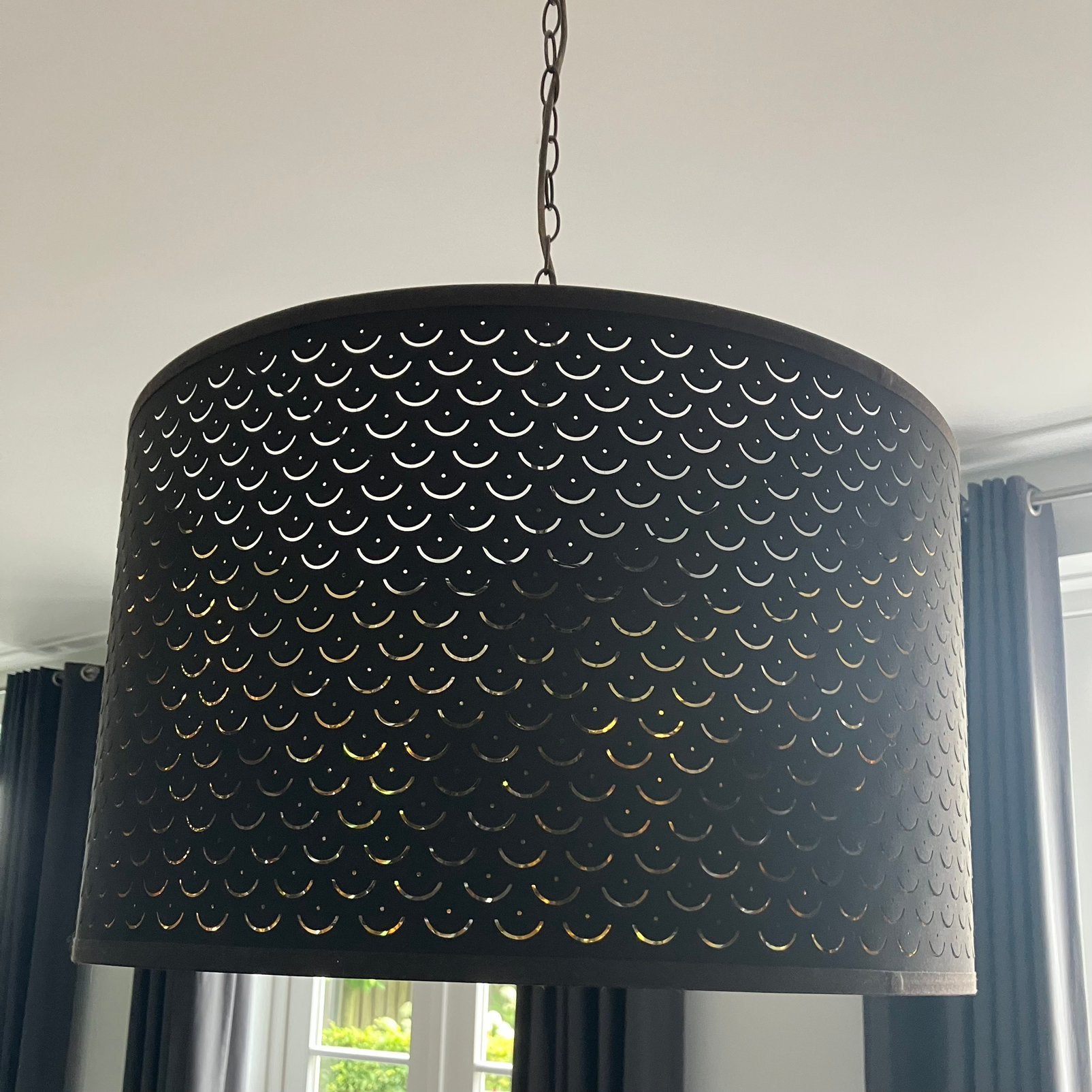 Grote bruine lampenkap hangend, Bruin, Rond, Zo goed als nieuw, 35 cm