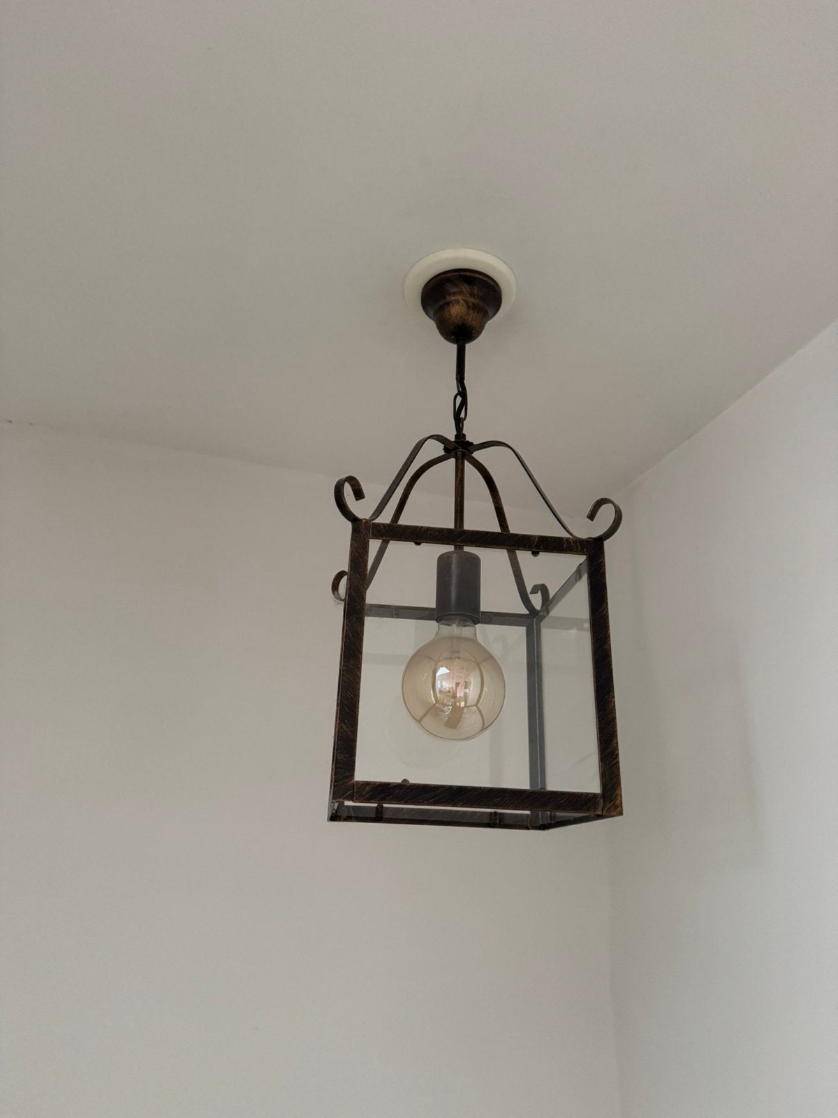 Barok hang lamp, Ophalen, Gebruikt, Metaal, E27 (groot)