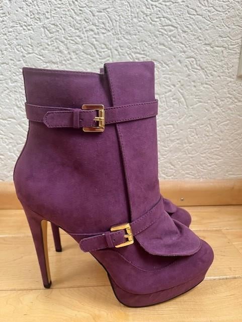 NIEUW NIKKIE laarzen maat 41 paarse kunstsuède stiletto, Overige kleuren, Verzenden, Lage of Enkellaarzen, Nieuw