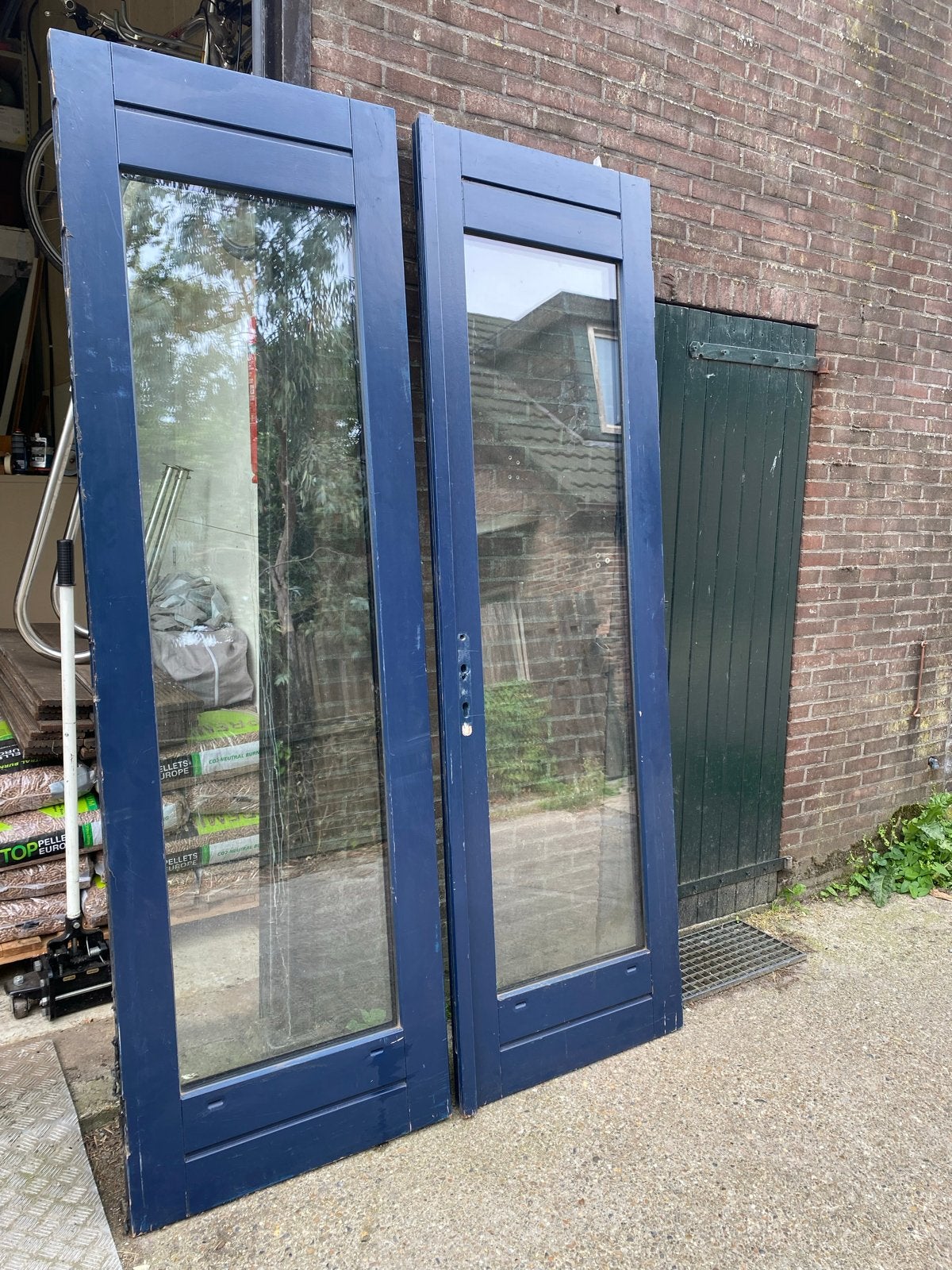 GND Weekamp Buitendeuren - Set van 2, Blauw, Doe-het-zelf en Verbouw, Deuren en Horren, Gebruikt, Buitendeur, 215 cm of meer, 120 cm of meer