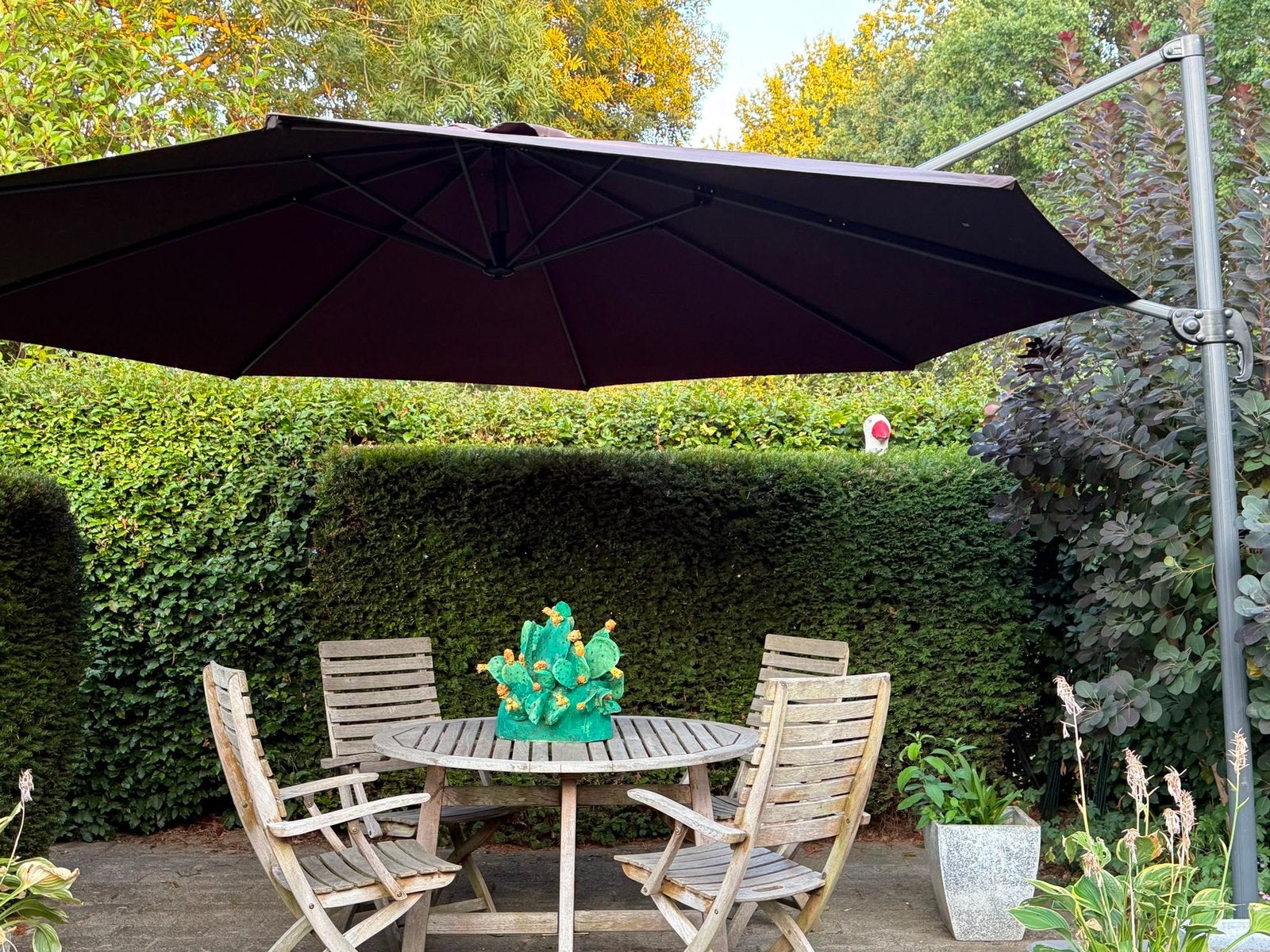 Perfecte staat zweef parasol incl. voet, Tuin en Terras, Schaduwdoeken, Ophalen, Zo goed als nieuw