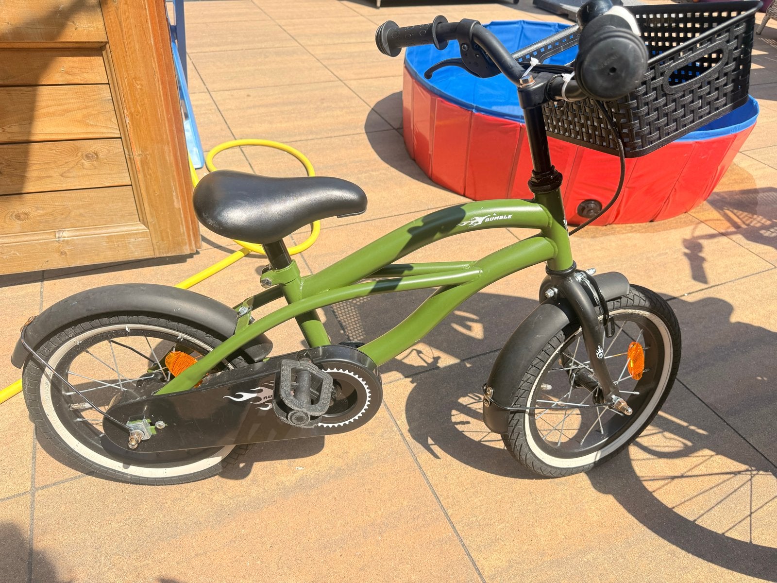 Rumble kinderfiets 14 inch - Groen, Ophalen, Terugtraprem, Zijwieltjes, Gebruikt