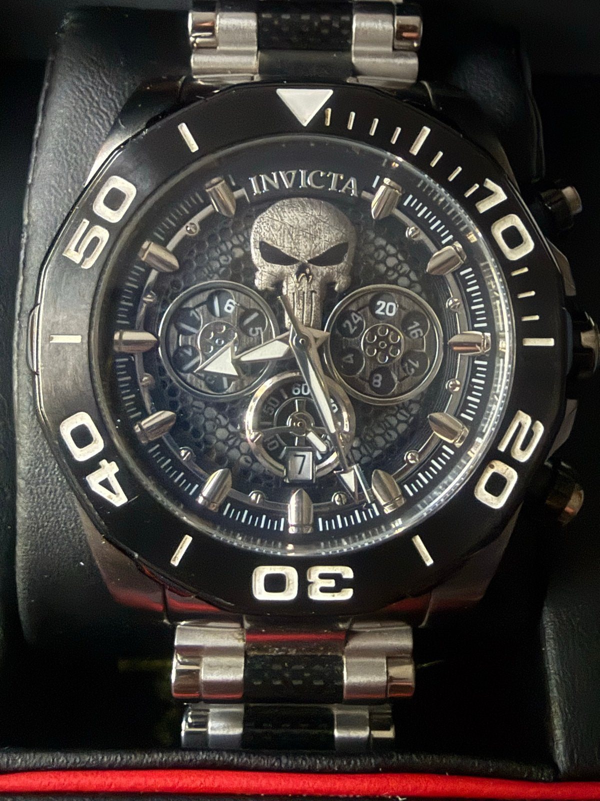 Invicta Marvel The Punisher Limited Edition Horloge, Overige merken, Staal, Polshorloge, Ophalen of Verzenden
