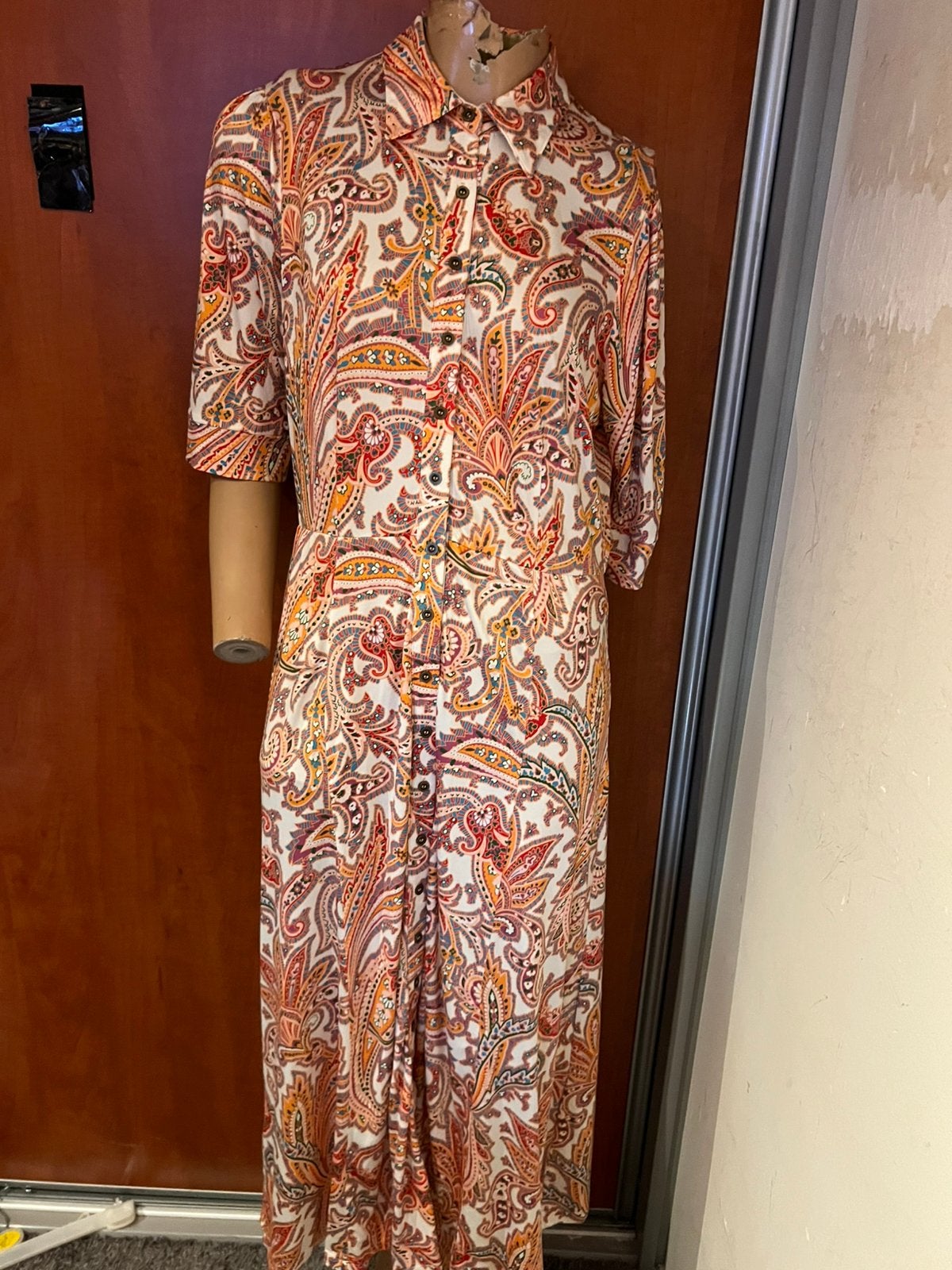 K-DESIGN jurk met ceintuur maat m zalmroze zgan, Maat 38/40 (M), G, B, Ophalen of Verzenden