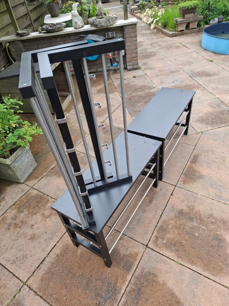 Zwart schoenenrek/kapstok met metalen stangen, Ophalen of Verzenden, Gebruikt