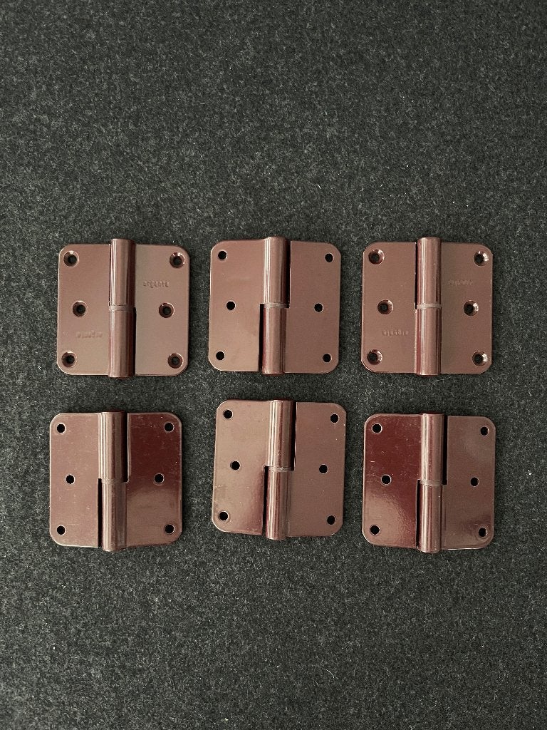 6 Argenta bordeauxrode gelakte metalen scharnieren vintage, Ophalen of Verzenden, Zo goed als nieuw, IJzer, Scharnier