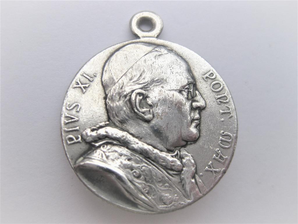 Antiek Verzilverde Vaticaanse Medaille Paus Van Pius XI, Ophalen of Verzenden, Zo goed als nieuw, Sieraad, Christendom | Katholiek