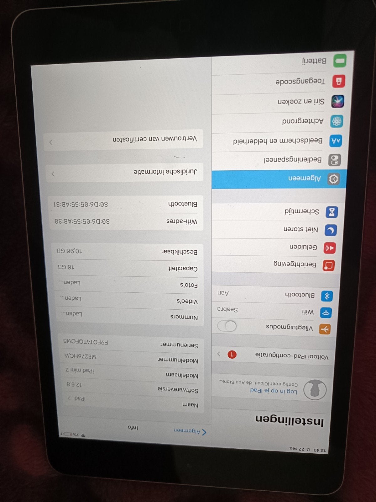 5 tablets: 2 Apple (iPad Air 1, iPad Mini 2) en 3 Androids