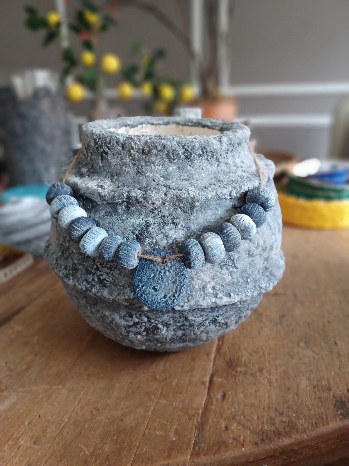 Ronde pot van papierklei papier-maché 21 cm!, Ophalen of Verzenden, Nieuw, Rond