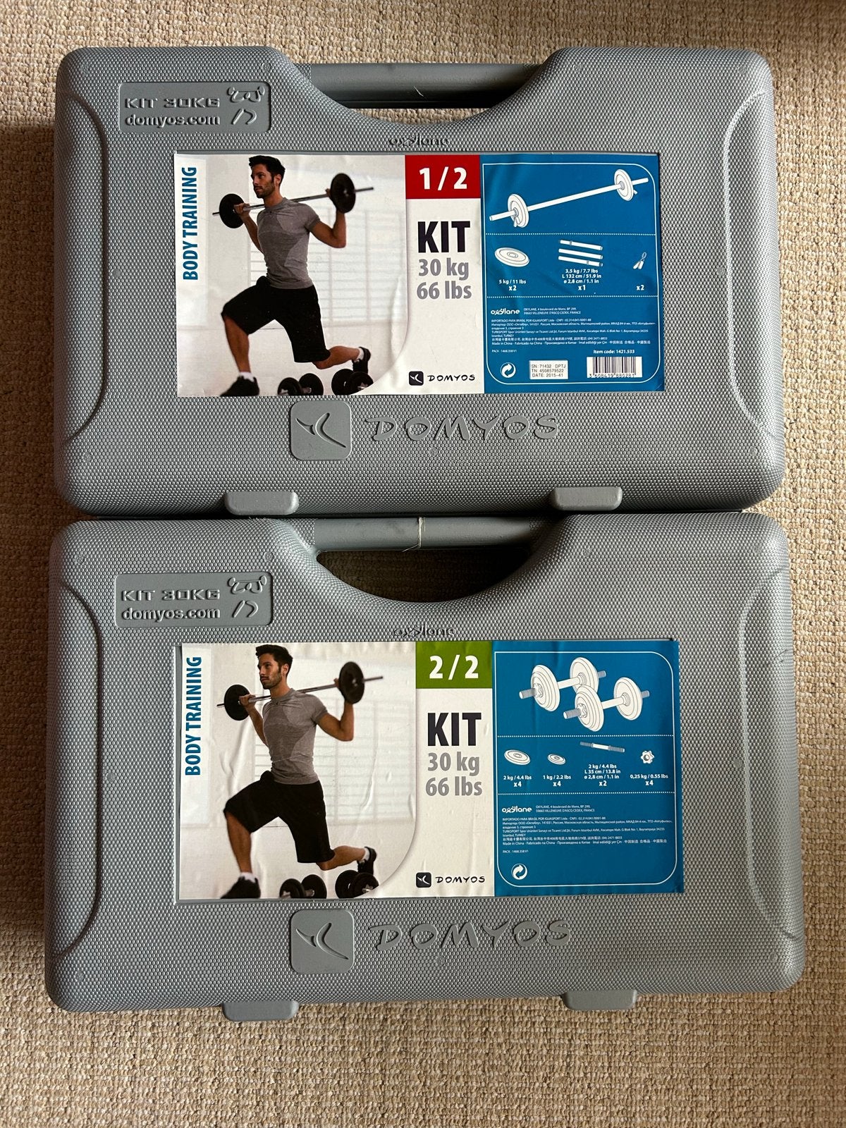 Domyos Halterset 30 kg - Zo goed als nieuw, Sport en Fitness, Ophalen, Zo goed als nieuw, Armen, Halterset
