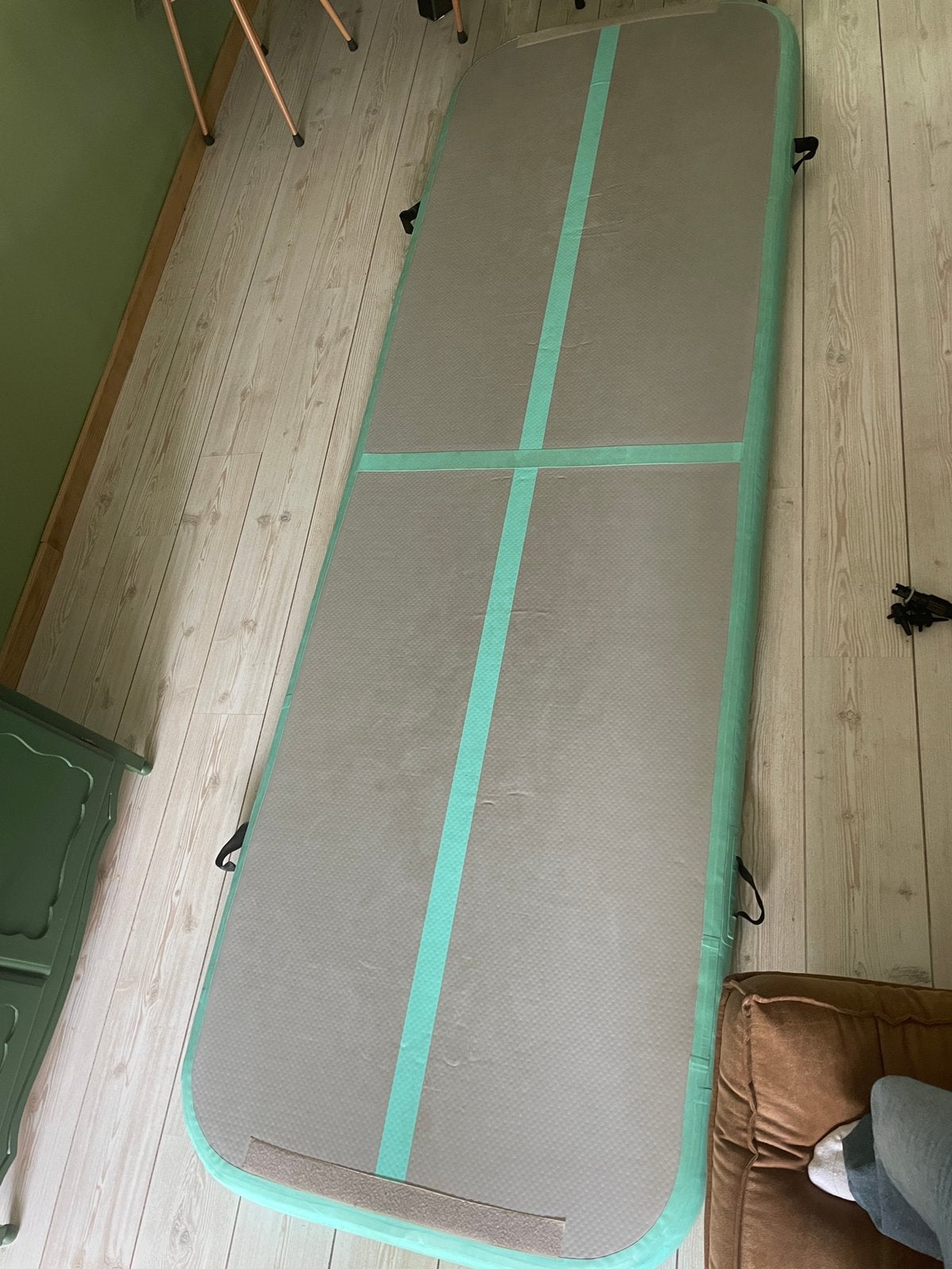 Airtrack blauw grijs, Sport en Fitness, Turnen, Kindermaat 122 t/m 140, Ophalen of Verzenden, Zo goed als nieuw, Materiaal