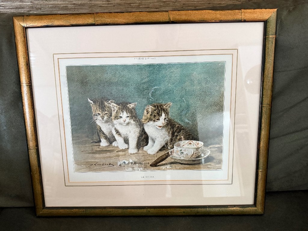 Antieke gravure/print van Eugène Lambert - netjes ingelijst, Ophalen of Verzenden, Flora en Fauna