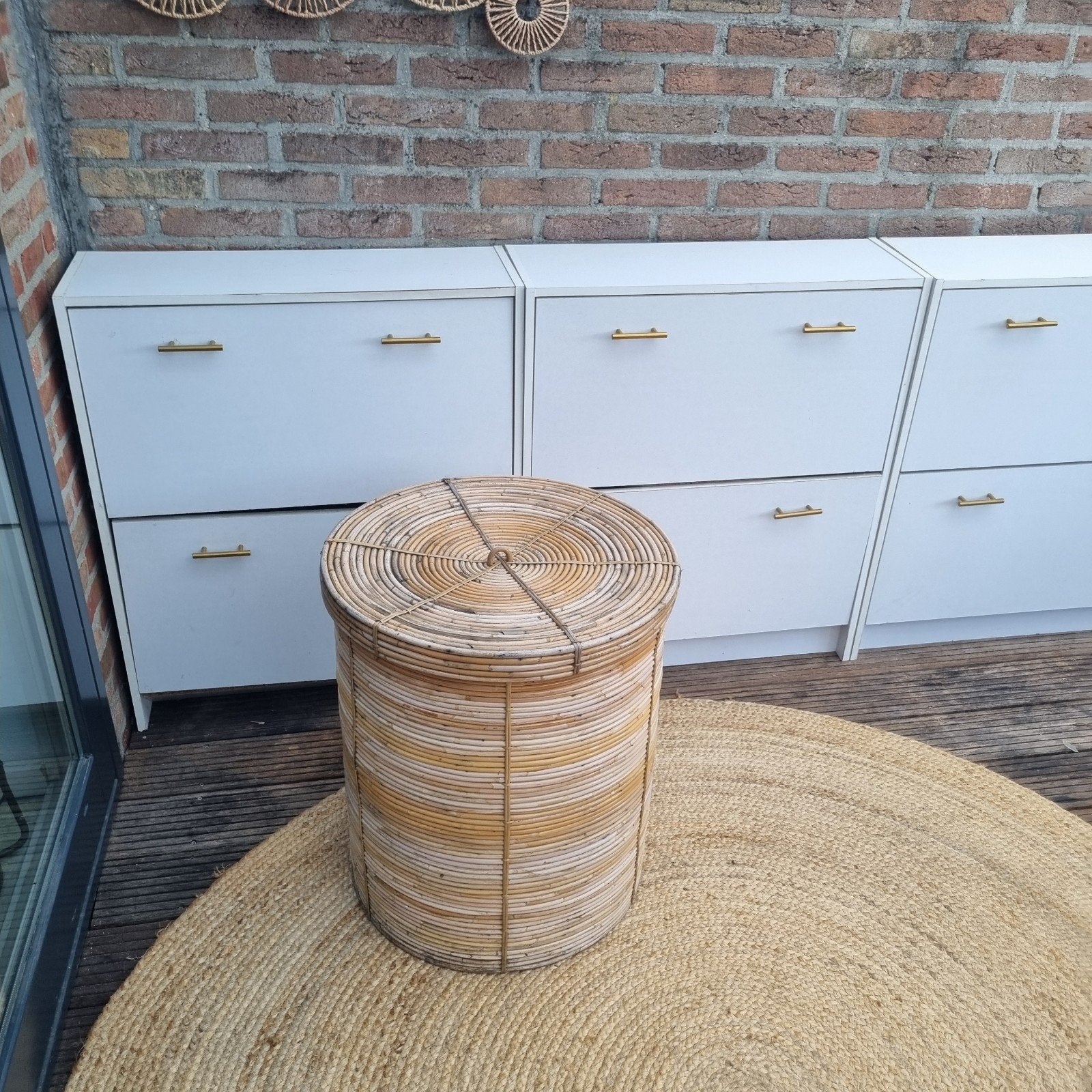 Rotan wasmand, Ophalen, Vintage, Gebruikt, Beige