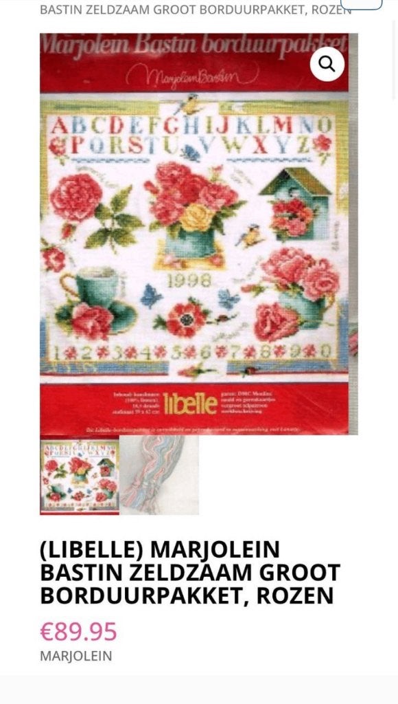 BORDUURPAKKET LANARTE/LIBELLE/M. BASTIN ROZENMERKLAP 1998, Verzenden, Nieuw, Handborduren, Borduurpakket