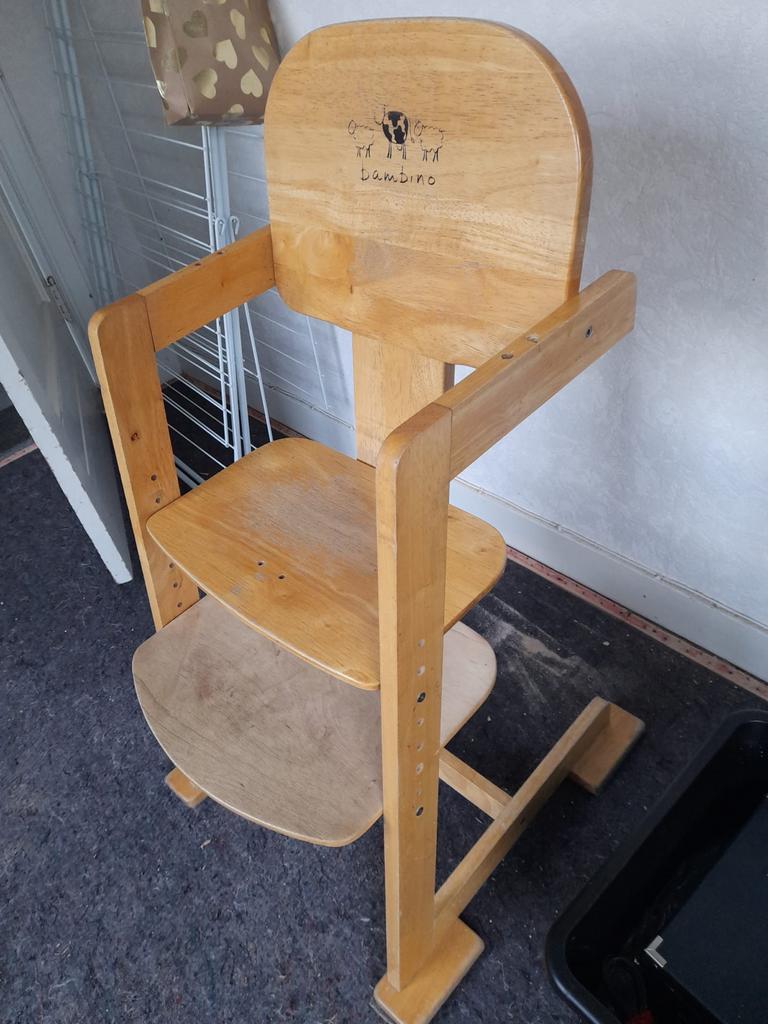 Houten meegroeistoel Bambino, Kinderen en Baby's, Kinderstoelen, Gebruikt, Meegroeistoel, Aanschuifbaar, Ophalen