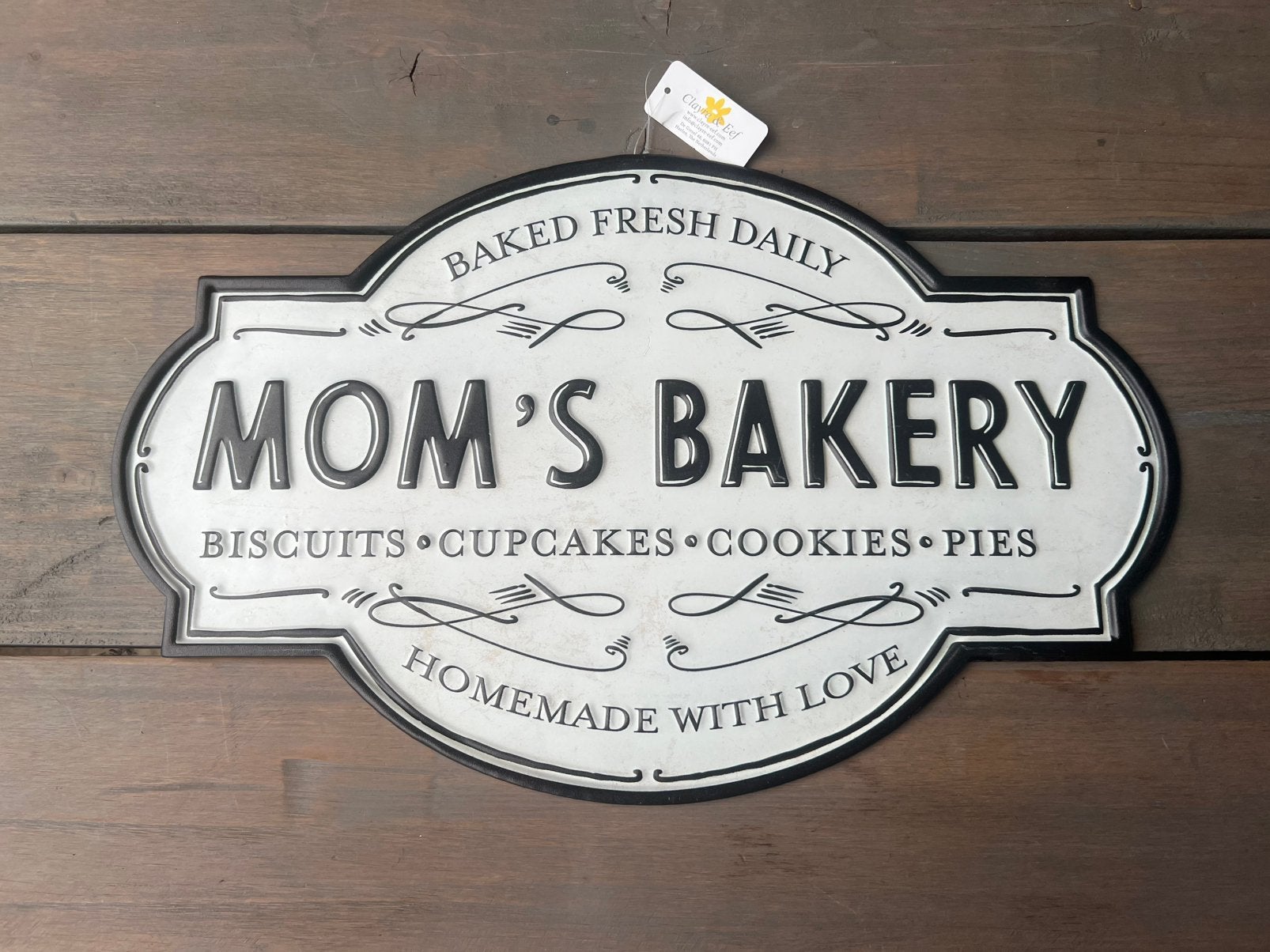 Metalen bord, mom’s bakery, clayre & eef, Tekstbord, Metaal, 48 cm, Nieuw
