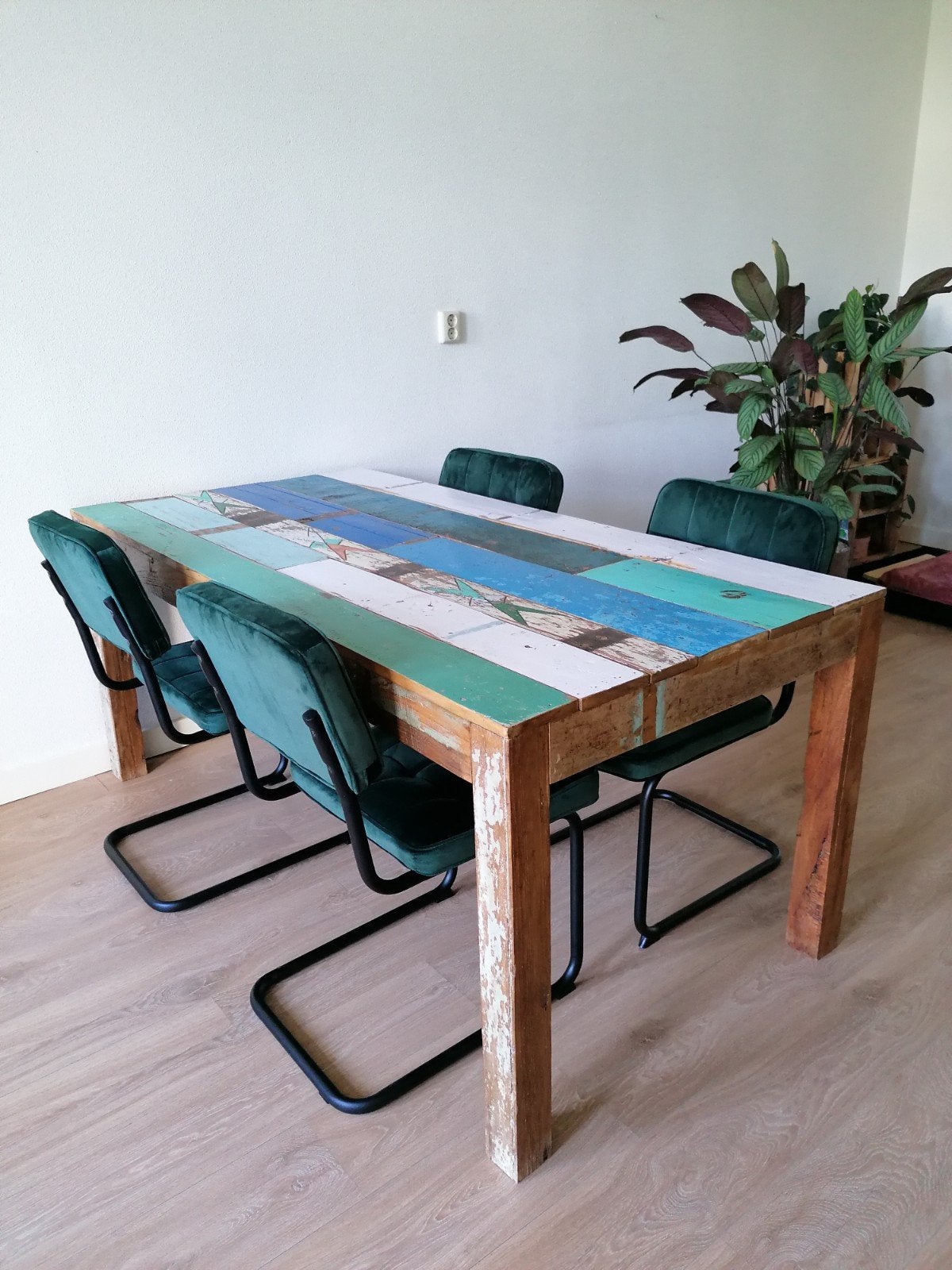 Eettafel + 4 eetkamerstoelen (180x90), Ophalen, 50 tot 100 cm, 150 tot 200 cm, Vier personen