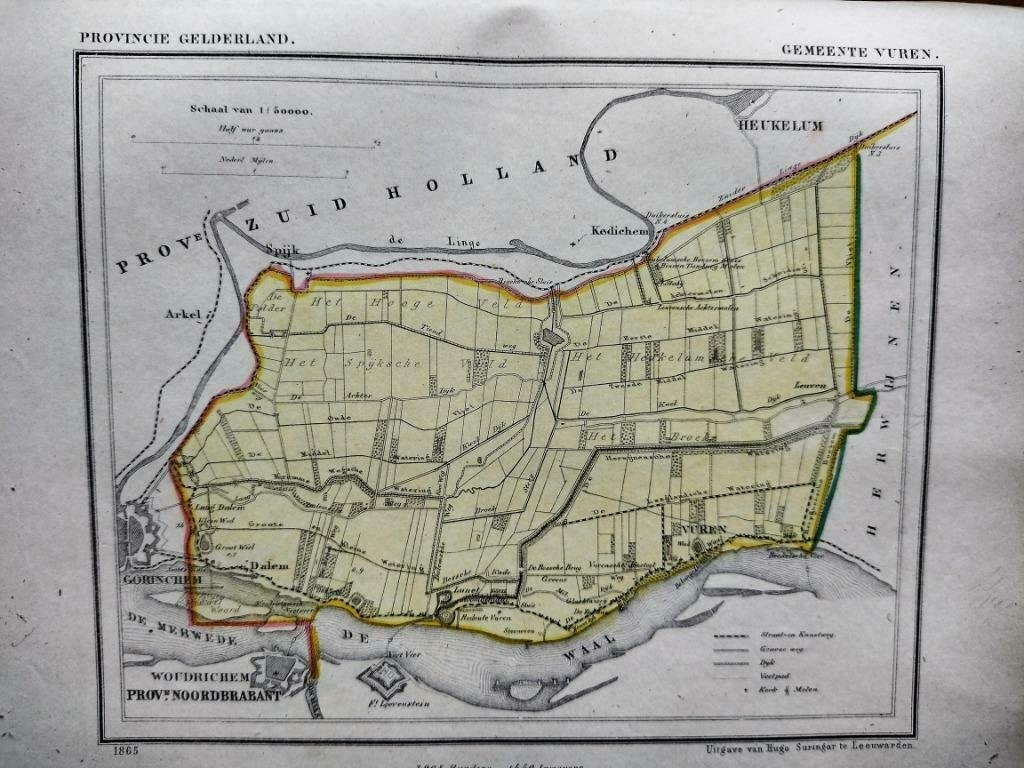 186 / Vuren/ Dalem / Lunet / Litho 1867 Kuyper  GLD, Ophalen of Verzenden