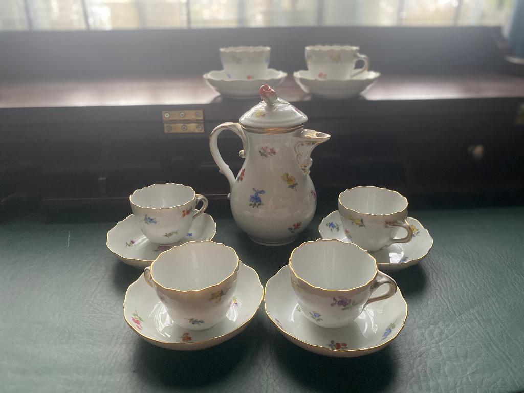Antiek meissen koffieservies voor 6 personen, Ophalen of Verzenden