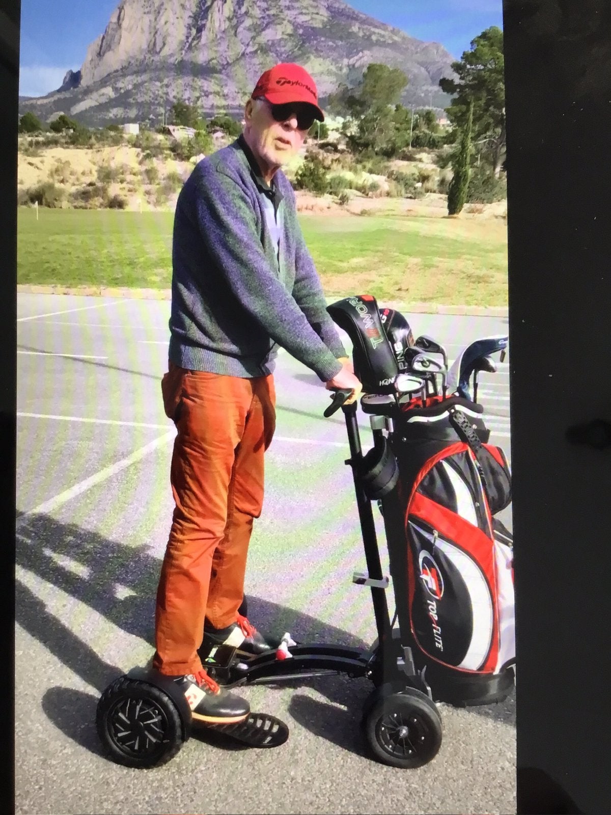 Elektrische golf trolley lopen of rijden, zie steps, Ophalen, Zo goed als nieuw, Golfkar