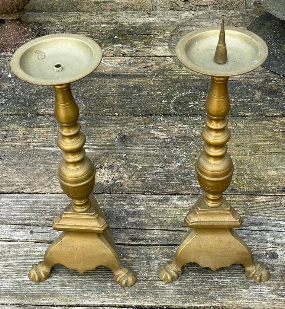 2 kandelaars messing ( of koper ? ), Ophalen of Verzenden, Koper of Brons