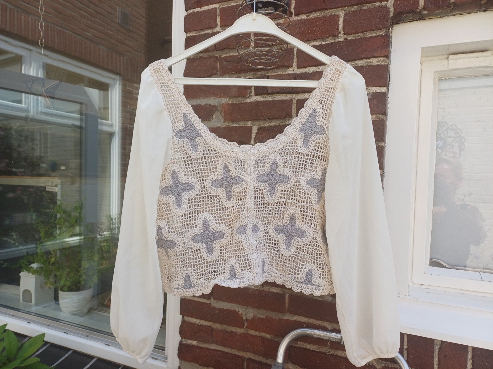Mooie Boho Style Blouse Maat 36/38, Ophalen of Verzenden, Zo goed als nieuw, Maat 38/40 (M), Wit