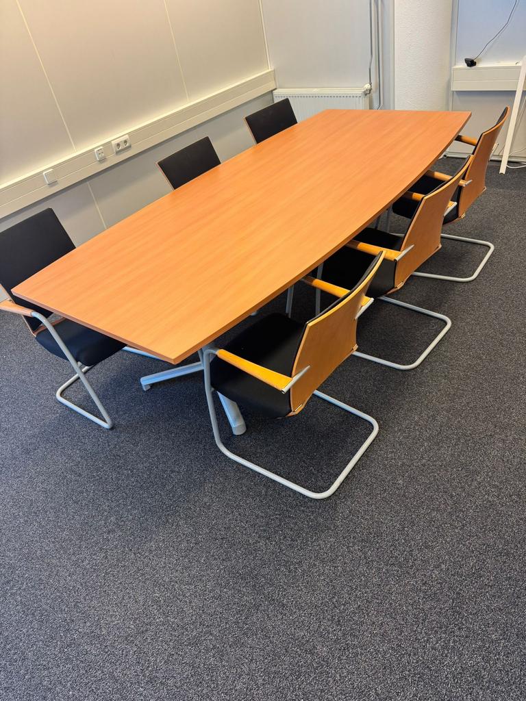 Vergadertafel met 6 stoelen, Zakelijke goederen, Kantoor en Winkelinrichting | Kantoormeubilair en Inrichting, Ophalen, Tafel