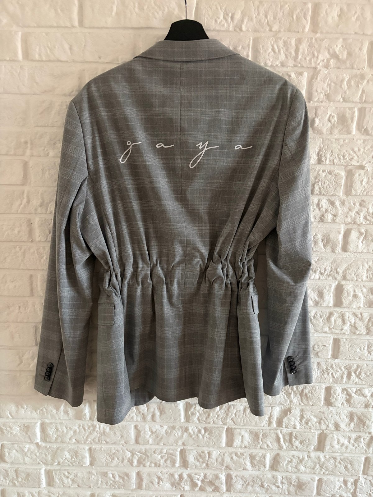 Gaya blazer met tailleband - Grijs geruit, Ophalen of Verzenden, Zo goed als nieuw, Grijs, Jasje