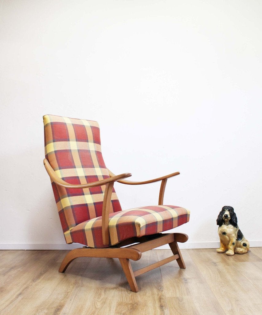 Vintage schommel fauteuil. Houten retro schommelstoel, Huis en Inrichting, Ophalen, O, O, Hout