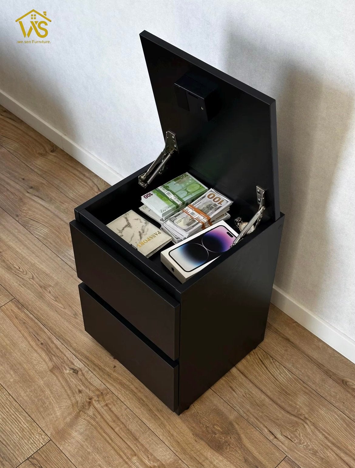 GEHEIME nachtkast! Slot met pasje, Minder dan 45 cm, Nieuw, Ophalen of Verzenden, Minder dan 55 cm