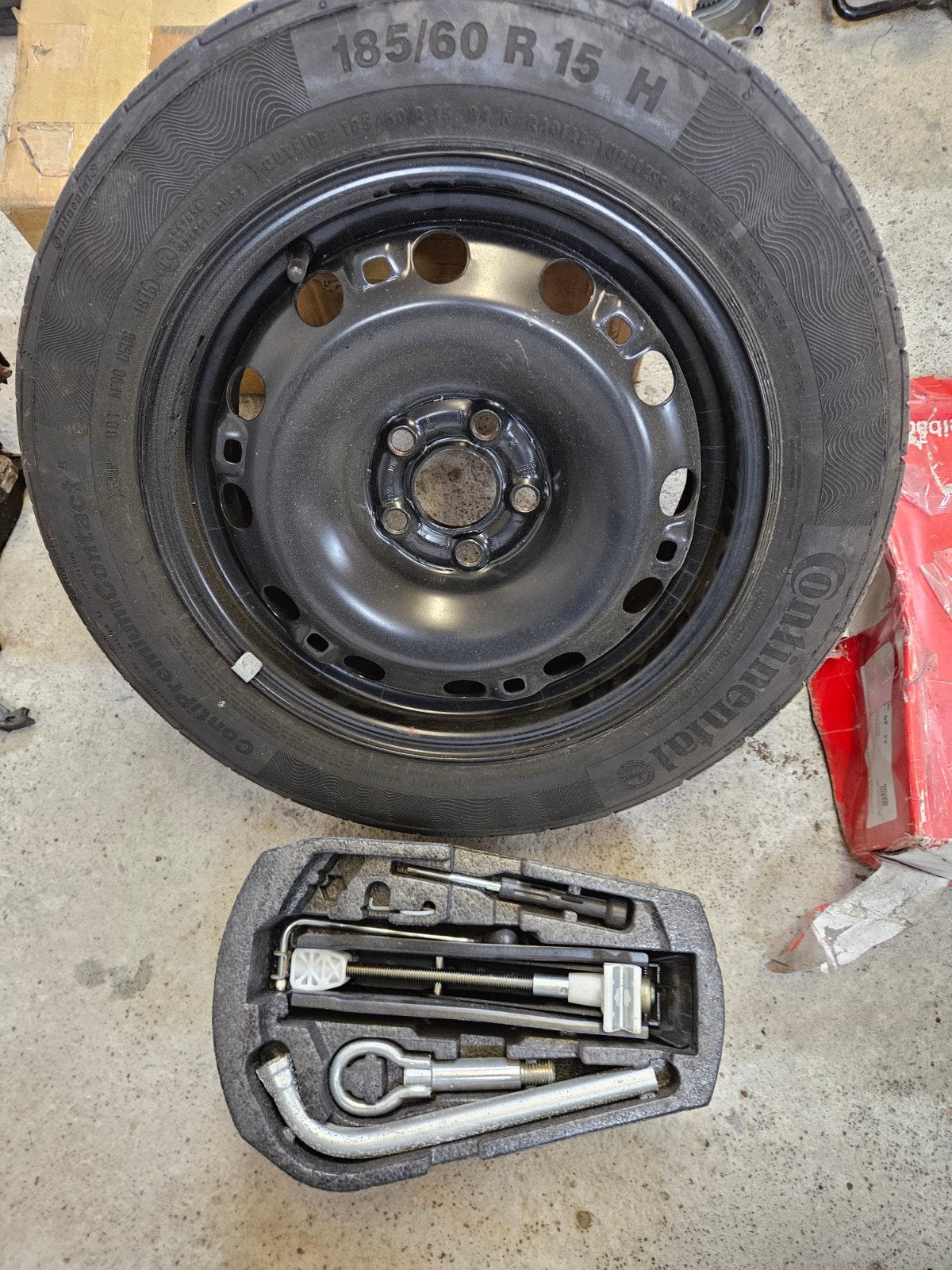 Reservewiel set en originele veren Polo 6N/6R, Ophalen of Verzenden, Gebruikt, Volkswagen