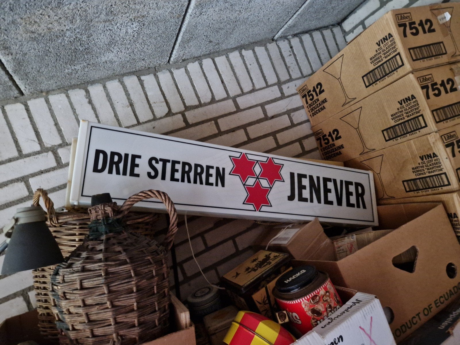 Drie Sterren  jenever lichtbak mint, Ophalen of Verzenden, Zo goed als nieuw, Lichtbak of (neon) lamp