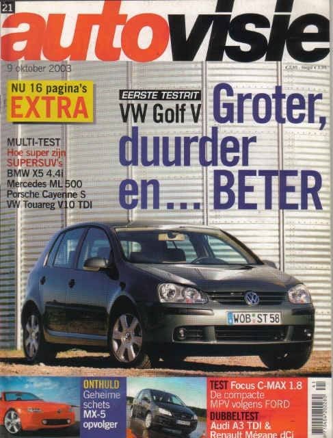 Autovisie 21 2003 : Mercedes Benz ML500 - Porsche Cayenne S, Ophalen of Verzenden, Gelezen, Algemeen