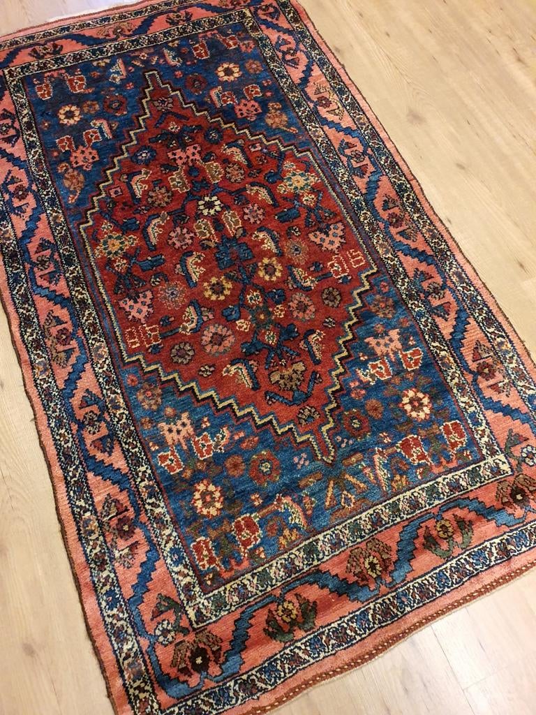 Vintage handgeknoopt perzisch tapijt malayer antiek 193x112, Info@SlatsAntiek.nl, Tweedehands, 100 tot 150 cm, Perzisch