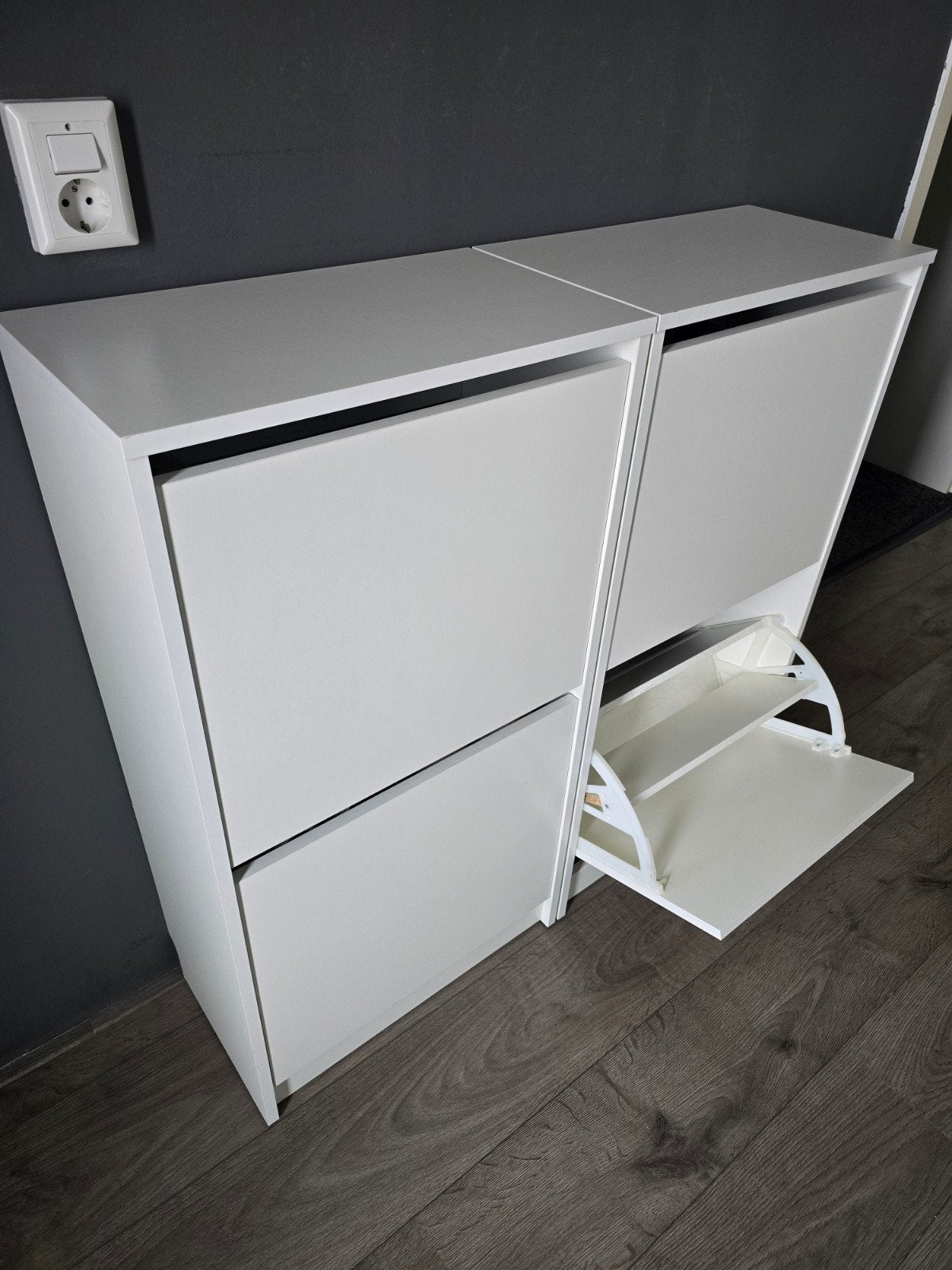 2x Witte Schoenenkast - Modern en Compact (49x28x93cm), Huis en Inrichting, Kasten | Schoenenkasten, Ophalen, Gebruikt, Modern